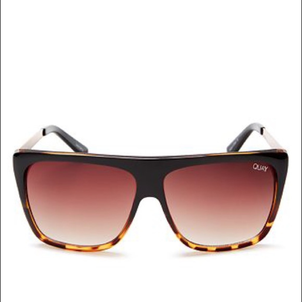 Quay Australia Black and Brown Gradient Shield Sunglasses